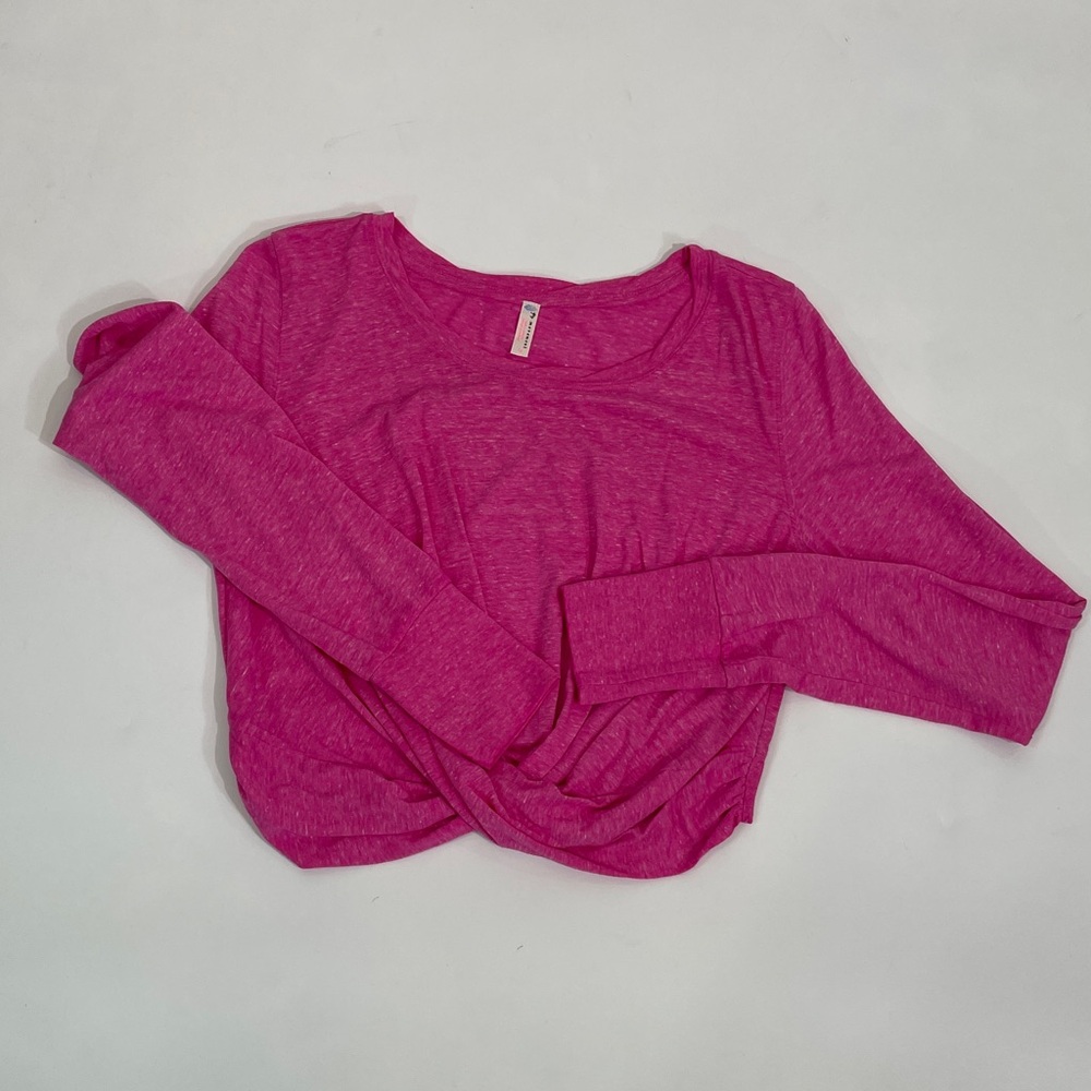 Free People Movement Top Size L Long Sleeve Bright Pink NWOT - Picture 6 of 9